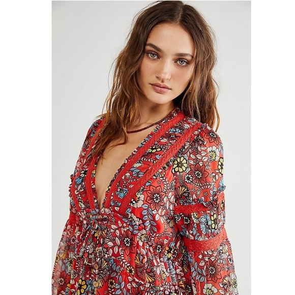 Free People × Cassis Printed Chiffon Dress - Picture 3 of 15